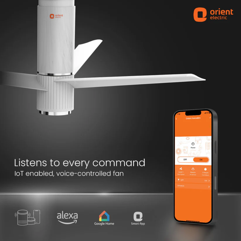 AEROSLIM IOT REMOTE FAN WITH LIGHT 1200MM MARBLE WHITE